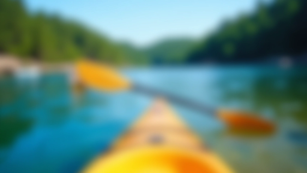 Close-up of paddler's hands gripping kayak paddle over blue water, clear day with forested background, professional form demonstration
