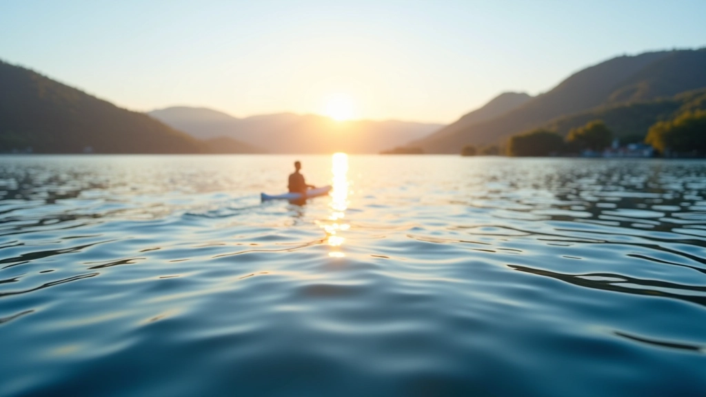 Calm waters of Lipno Lake at sunrise with gentle ripples and clear visibility