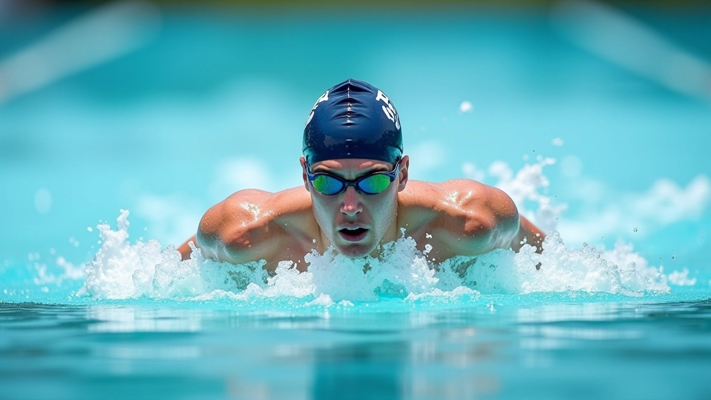 Swimmer performing freestyle stroke in open water with proper arm positioning and body alignment